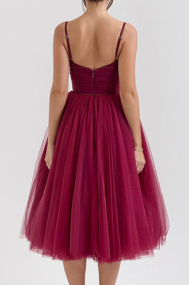 Robe Midi en Tulle Countess Cabernet