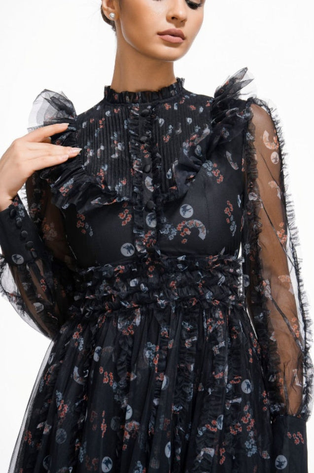 Robe Longue à Manches Longues Fleurie Beryl