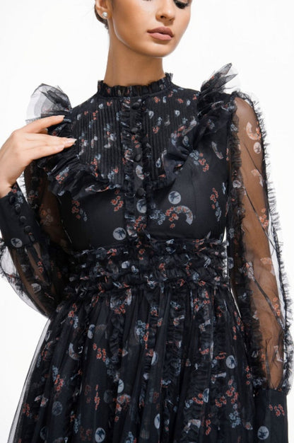 Robe Longue à Manches Longues Fleurie Beryl