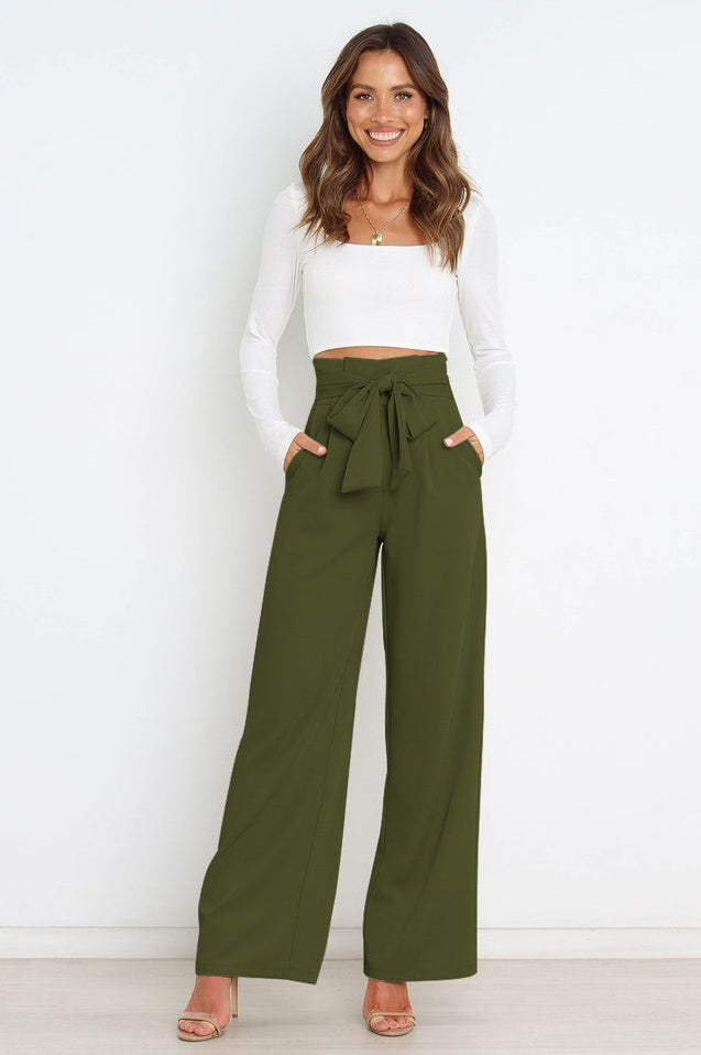 Pantalon Évasé à Ceinture Coordonné