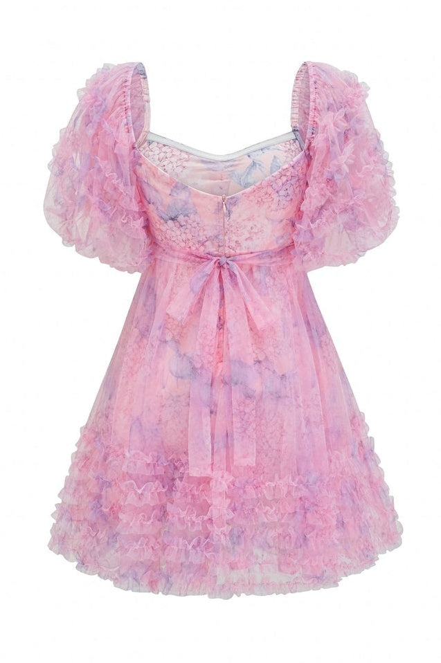Robe Mini à Manches Bouffantes Raquel