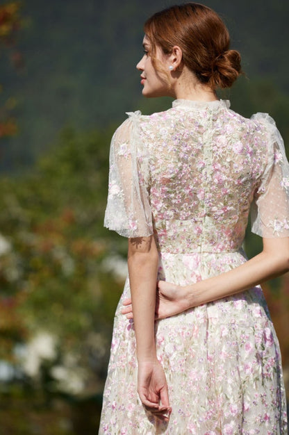 Robe Maxi En Tulle Brodée Opulente