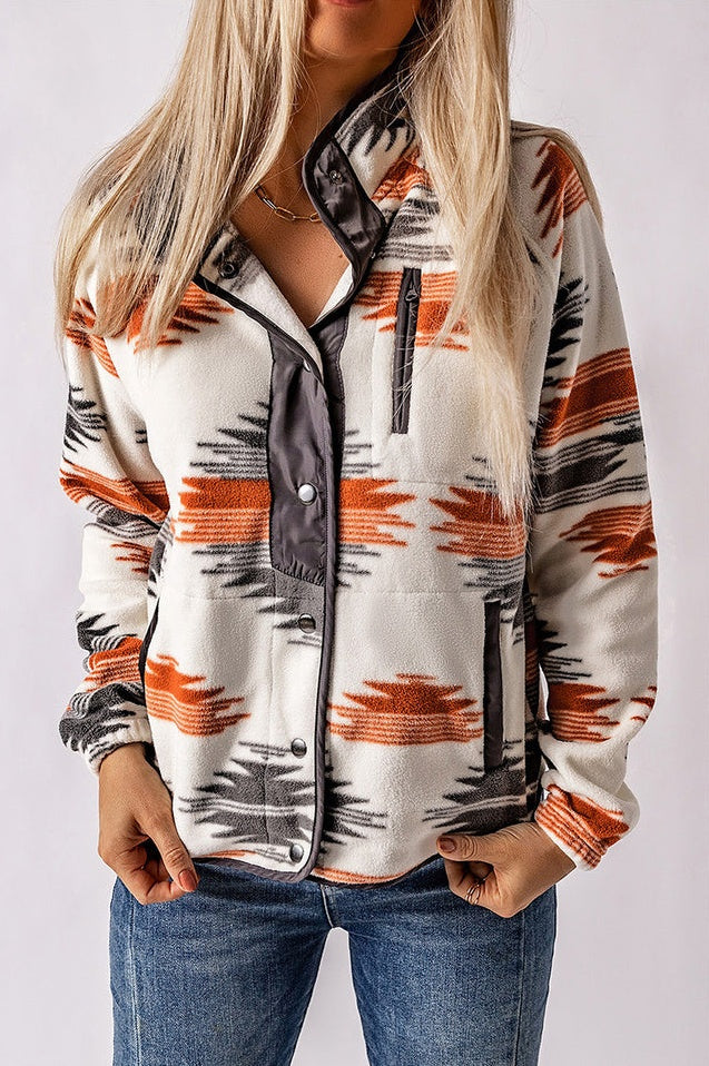 Veste en Fleece à Boutons-pression et Motif Aztèque - Révier Paris