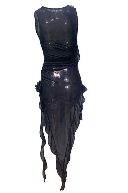 Robe Ruffle Rose Transparente