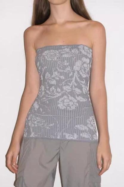 Top Ribbé Imprimé Floral
