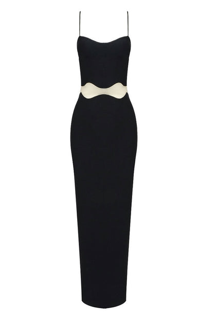 Robe Maxi Épousant Noir en Bandage