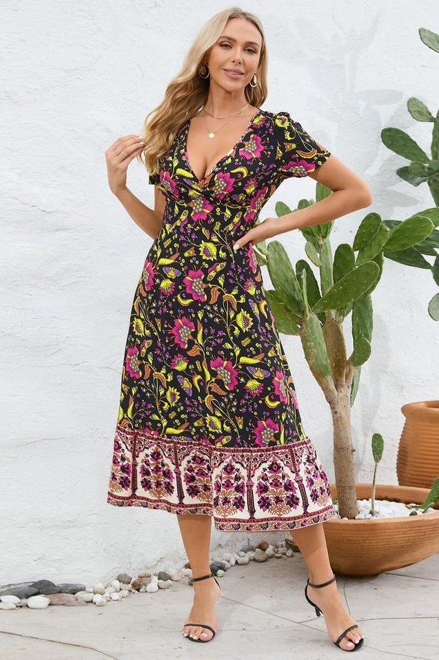 Robe Maxi Boho Imprimée Floral Kamoni