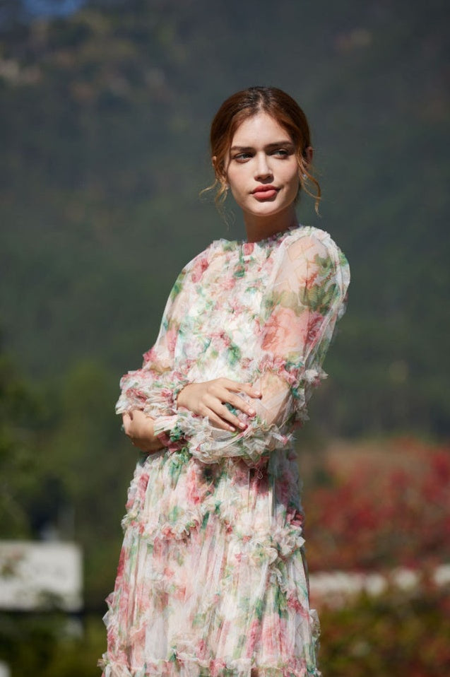 Robe en Maille Florale Aurora