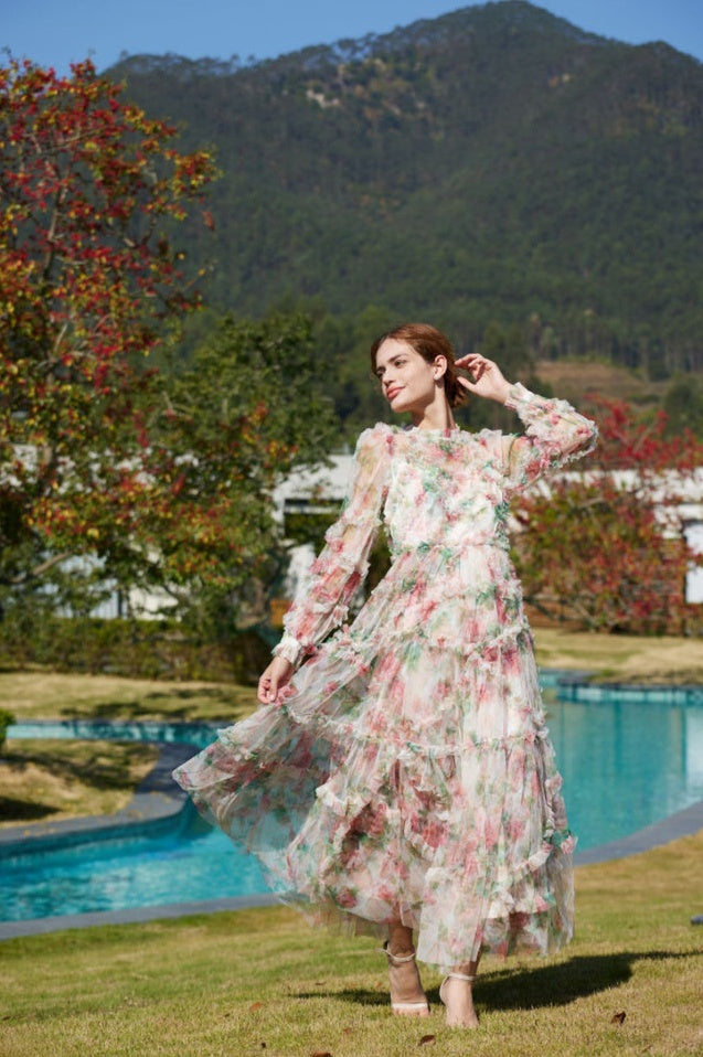 Robe en Maille Florale Aurora