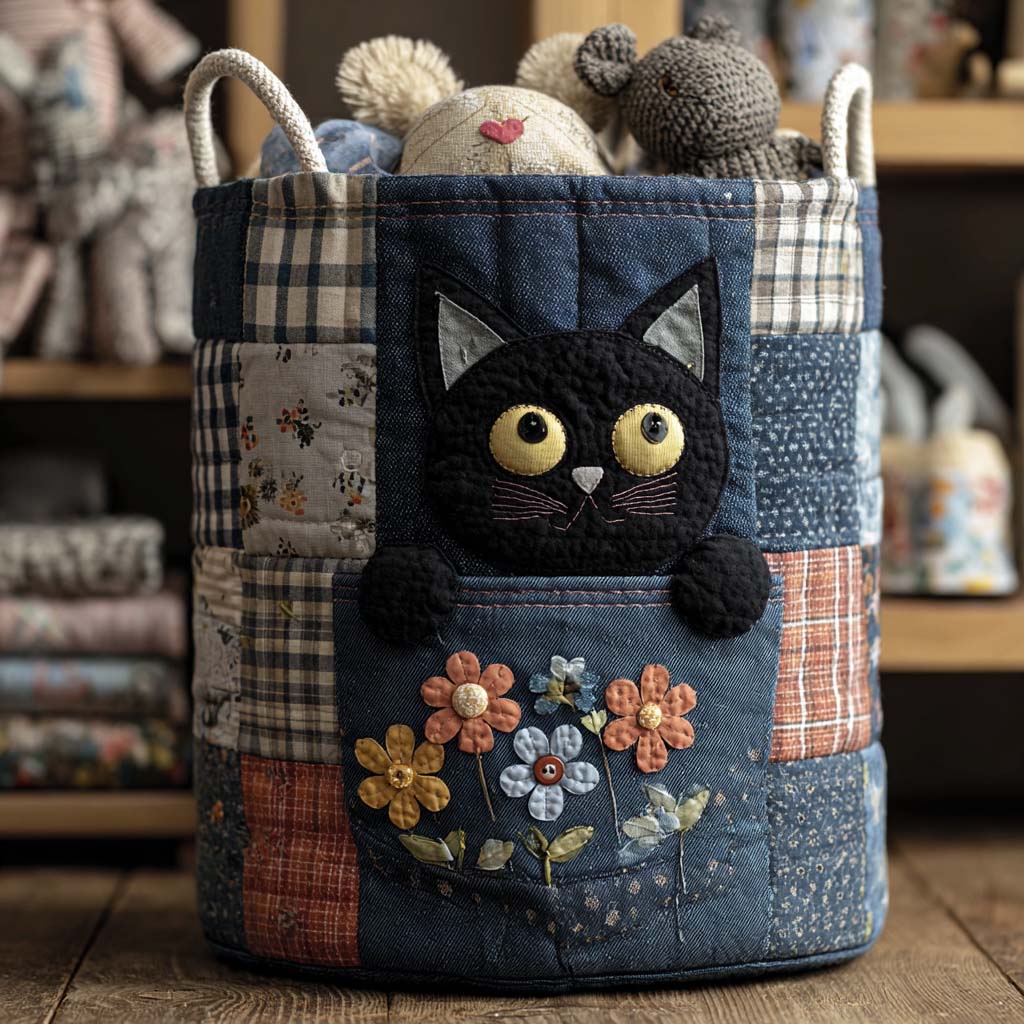 Panier à linge matelassé – Denim