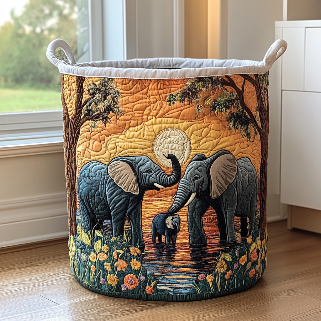 Panier à linge matelassé – Éléphant