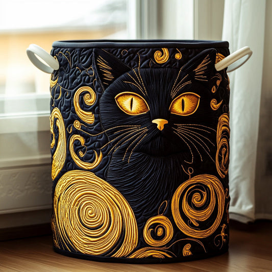 Panier à linge matelassé – Chat noir