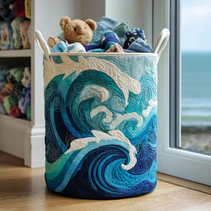Panier à linge matelassé – Motif marin délicat