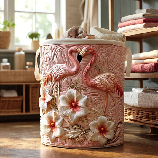 Panier à linge matelassé – Flamants roses