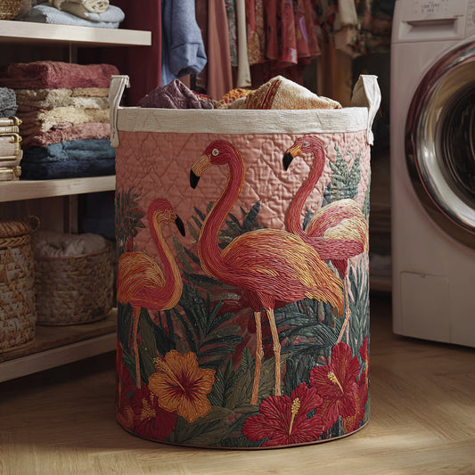 Panier à linge matelassé – Flamants roses
