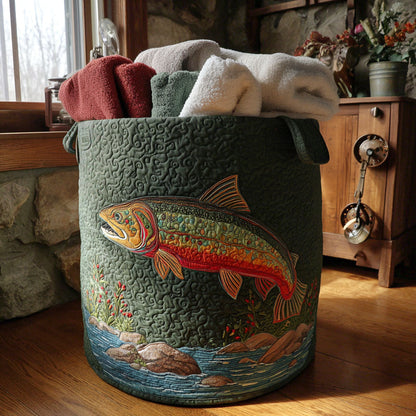 Panier à linge matelassé – Poisson et paysage naturel