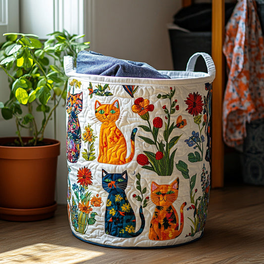 Panier à linge matelassé – Chat câlin
