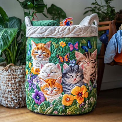 Panier à linge matelassé – Chat câlin