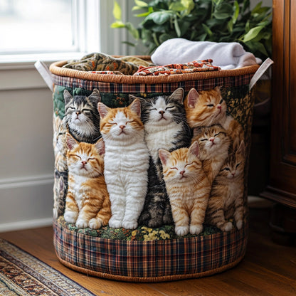 Panier à linge matelassé – Chat câlin