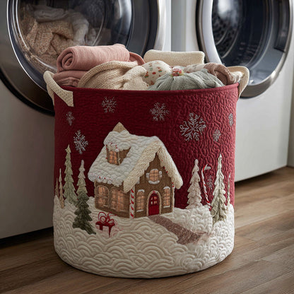 Panier à linge matelassé – Maison enneigée
