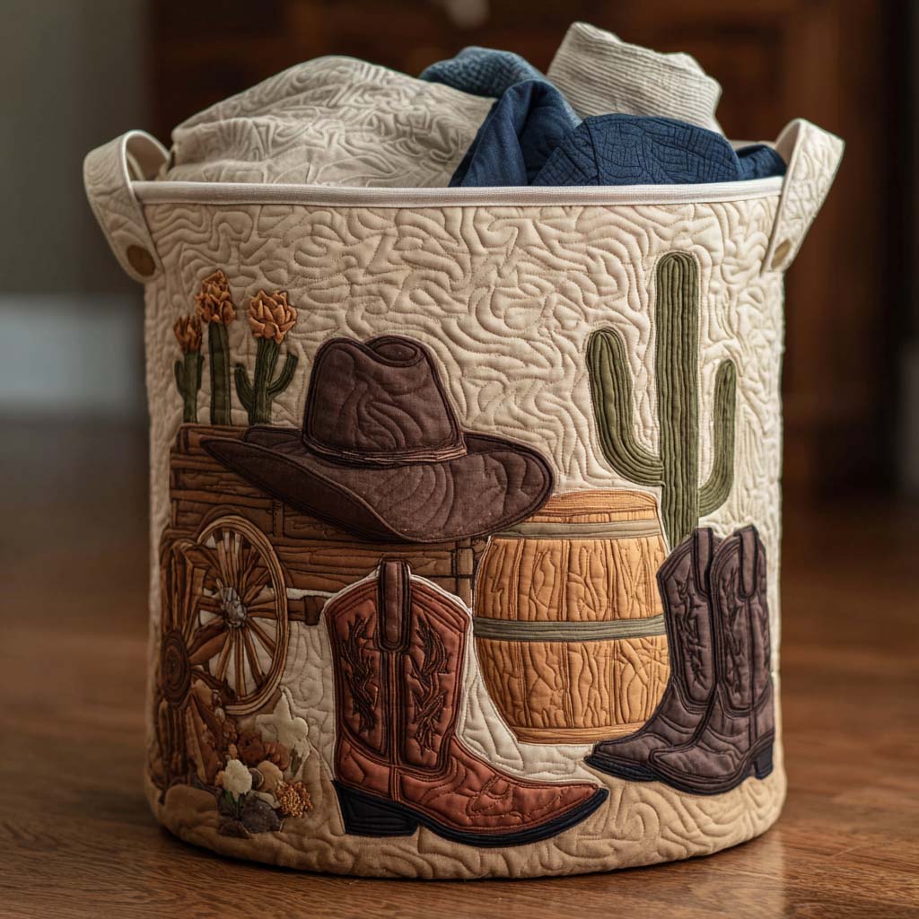 Panier à linge matelassé – Vache Highland