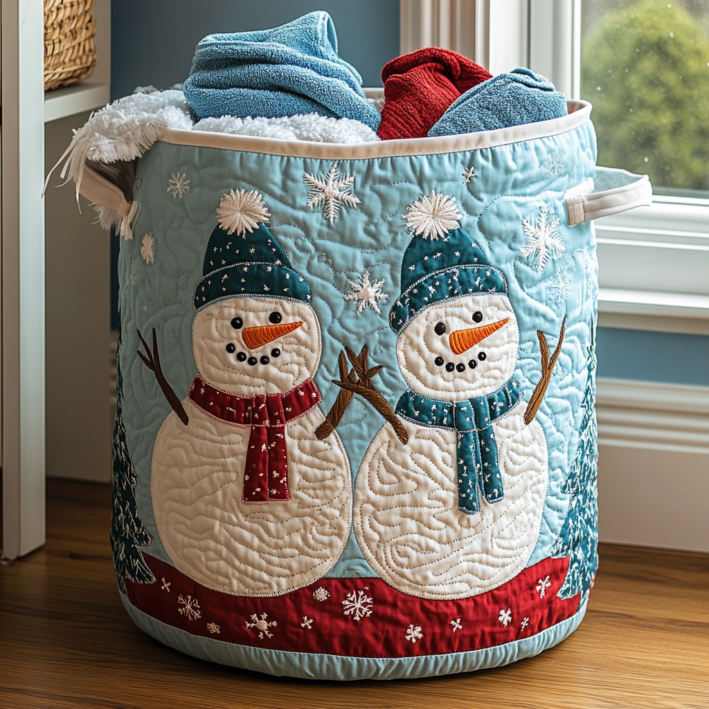 Panier à linge matelassé – Bonhomme de neige