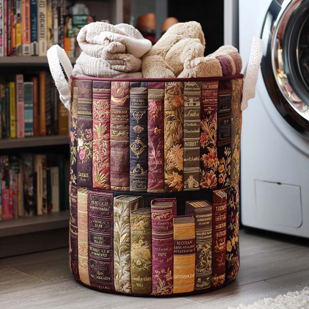 Panier à linge matelassé – Motif littéraire