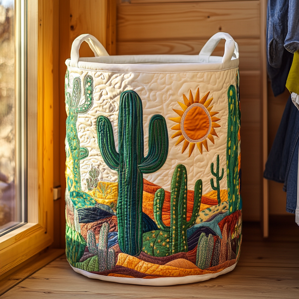 Panier à linge matelassé – Cactus