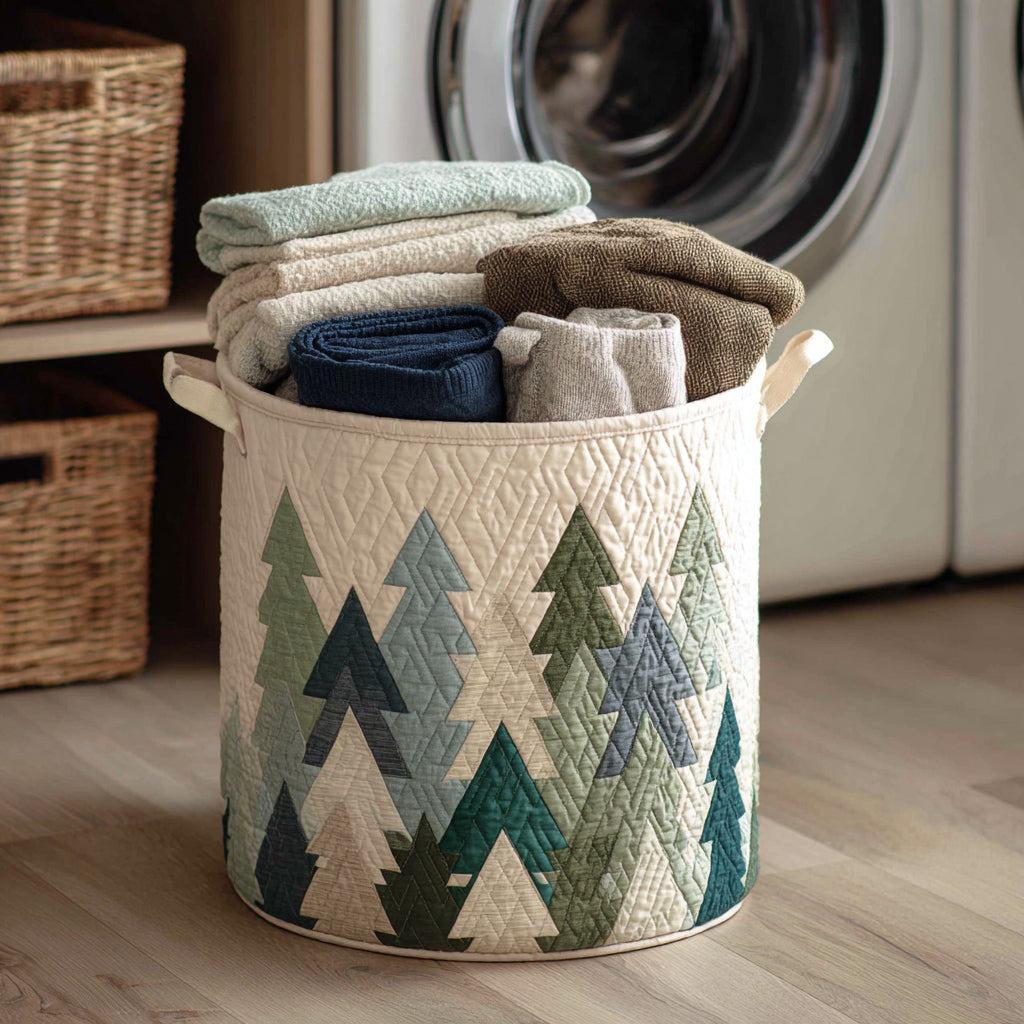 Panier à linge matelassé – Motif de Noël festif