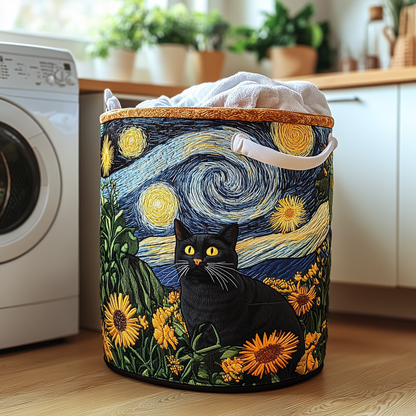 Panier à linge matelassé – Chat curieux