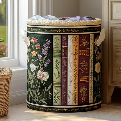 Panier à linge matelassé – Livres et jardin fleuri