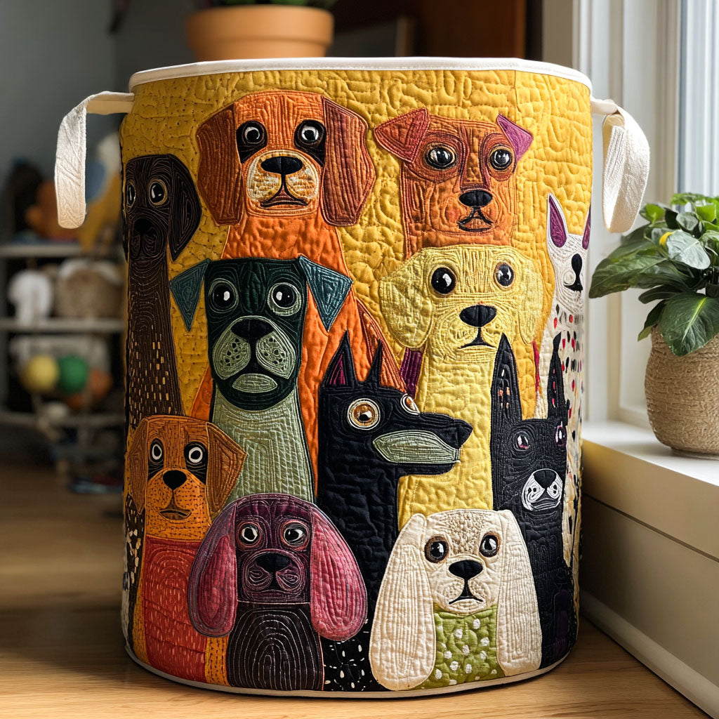 Panier à linge matelassé – Motif chien