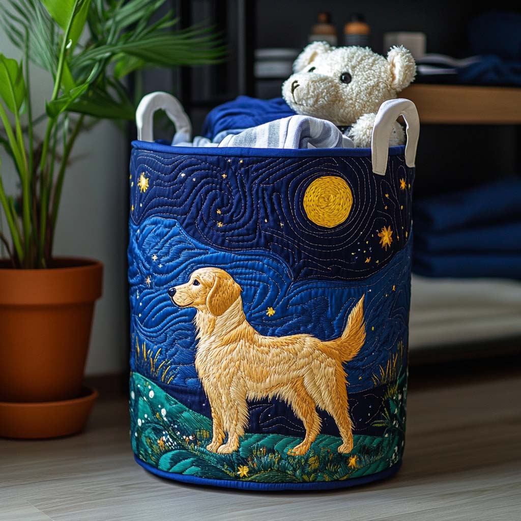 Panier à linge matelassé – Motif chien