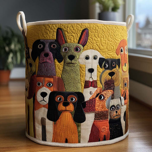 Panier à linge matelassé – Motif chien