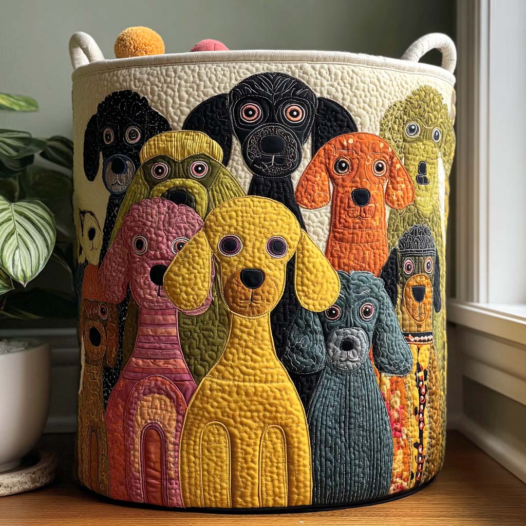 Panier à linge matelassé – Chiot bouclé