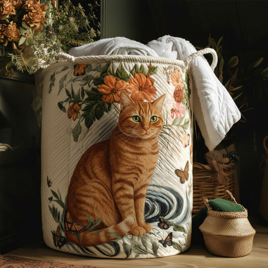 Panier à linge matelassé – Chat aux moustaches dorées
