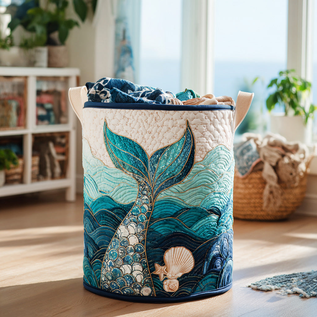 Panier à linge matelassé – Vagues marines