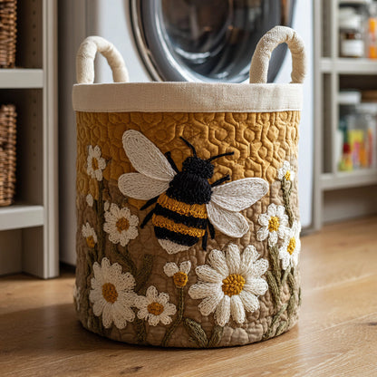 Panier à linge matelassé – Abeilles et fleurs
