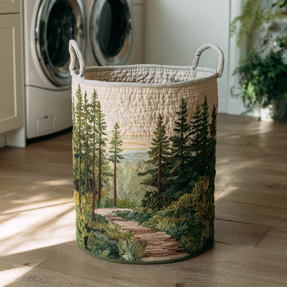 Panier à linge matelassé – Paysage naturel imprimé