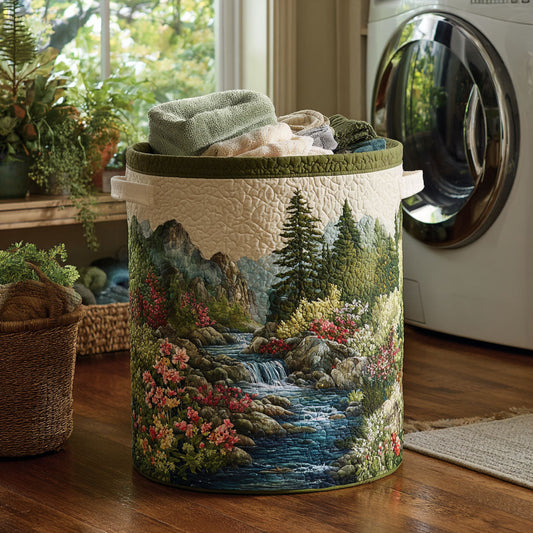 Panier à linge matelassé – Paysage naturel imprimé