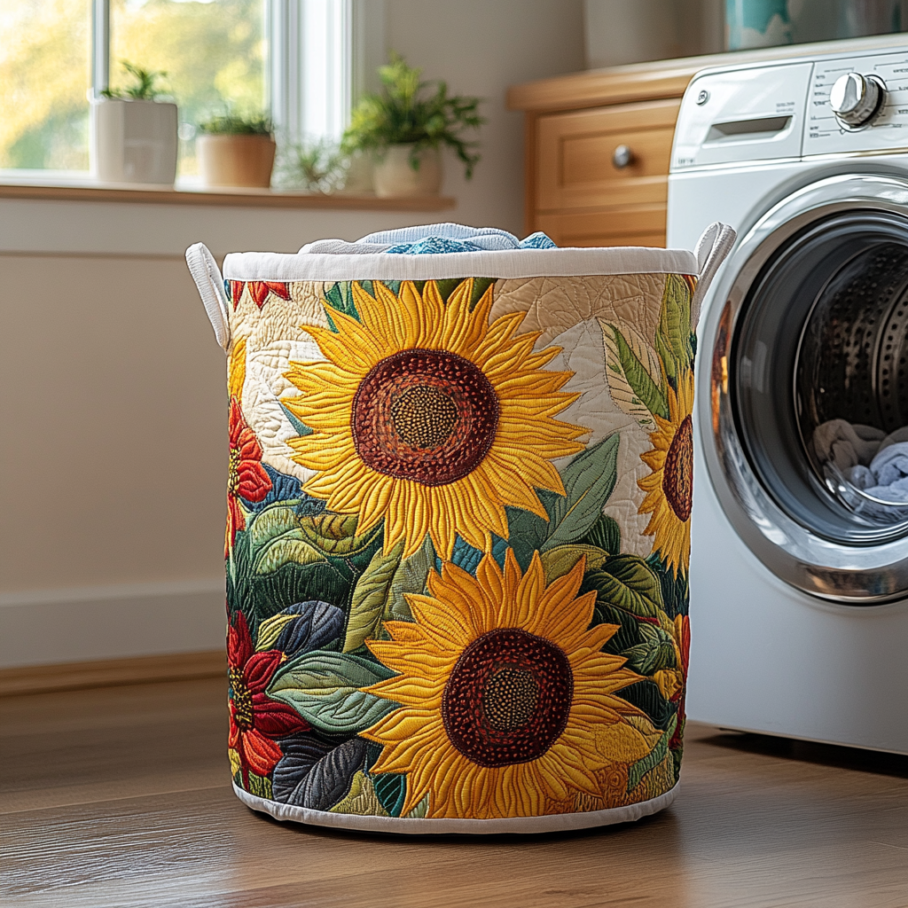 Panier à linge matelassé – Tournesols