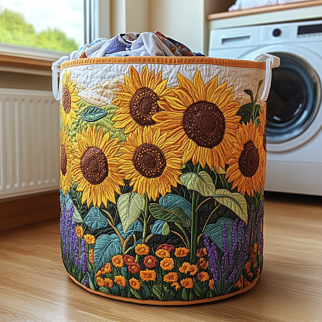 Panier à linge matelassé – Tournesols