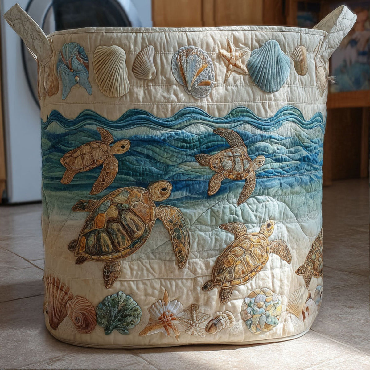 Panier à linge matelassé – Motif apaisant