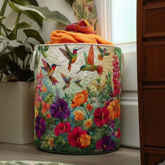 Panier à linge matelassé – Papillon et fleurs
