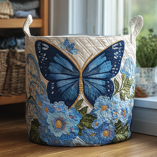 Panier à linge matelassé – Papillon et fleurs