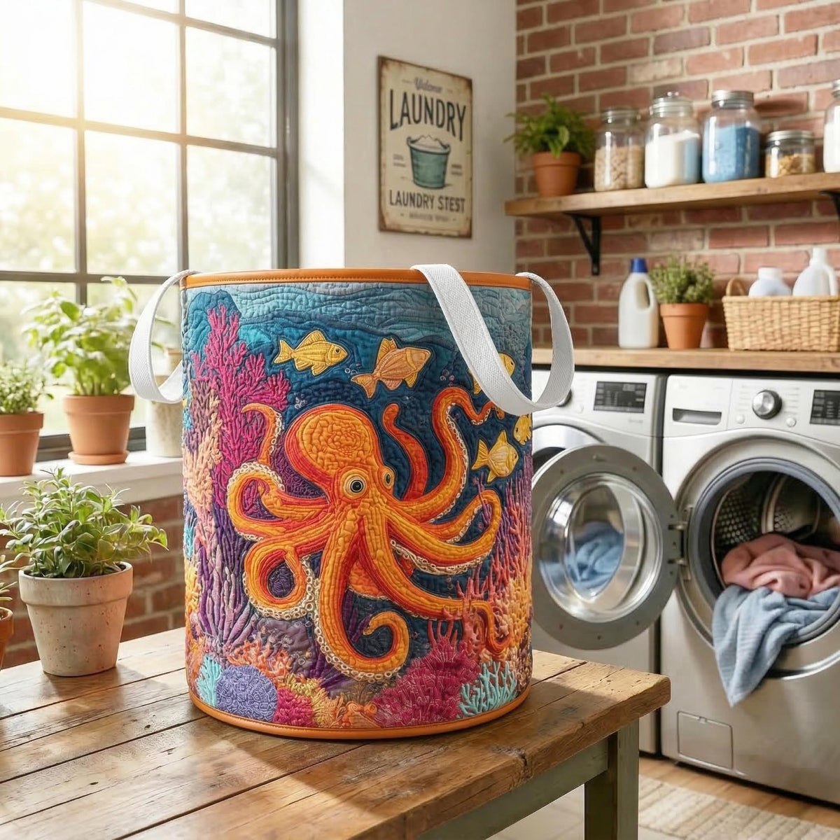 Panier à linge matelassé – Poulpe