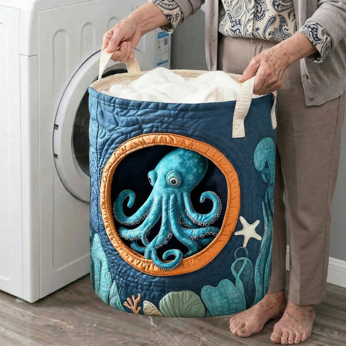 Panier à linge matelassé – Poulpe