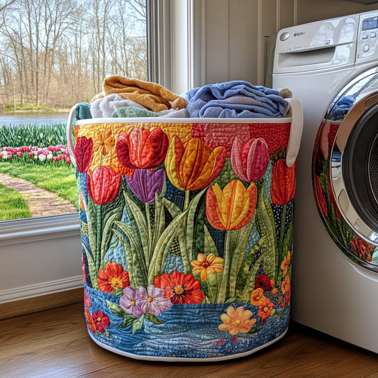 Panier à linge matelassé – Motif estival