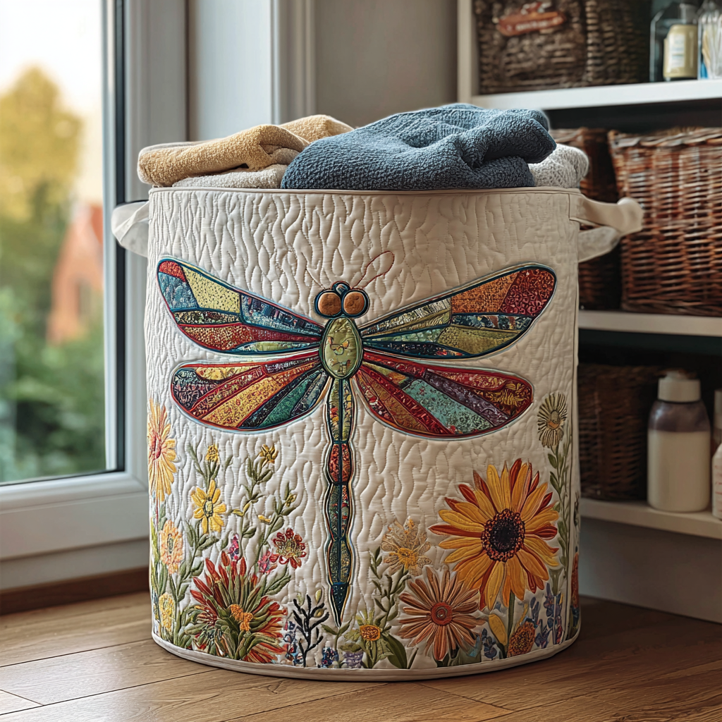 Panier à linge matelassé – Libellules