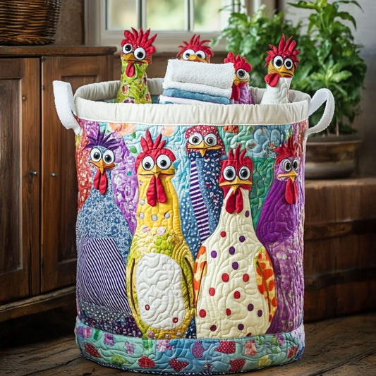 Panier à linge matelassé – Poules de la ferme